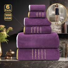 MIDENSI Juego de toallas de baño bordadas con hilo de oro de lujo y estilo imperial, 55.12*27.56 pulgadas 2 piezas, 13.78*29.53 pulgadas toalla 2 piezas, 13.39*13.39 pulgadas paño de lavado 2 piezas, de secado rápido, suave y cómodo, adecuado como regalo de Año Nuevo y Navidad, decoración de baño, decoración de otoño, regreso a la escuela para salón de belleza, hogar y baño