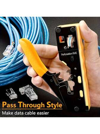 1pc Universal Type RJ45 Network Crimping Pliers, 7-Category Crimp Punch Down Tool For Home Renovation, Computer/Phone Repair, Network Cable Connection, Crimping Tool