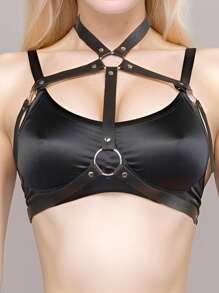 Women's Black Fashion Pentagram With Rivets Decorative Chest Shaping Belt Caged Chest Girdle Gothic Chest Girdle Rivets Caged Bra Valentine's Day Gift Mardi Gras Costume Accessories Sexy Lingerie Sling