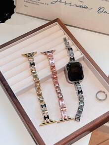 夏季新款表带，兼容 38/40/41/42/44/45/46/49 毫米表盘，兼容 Ultra/S10/9/8/7/6/5/4/3/2/1 - 黑金 - 查看 7