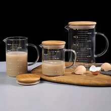 High Quality Heat-Resistant Graduated Glass Measuring Cup With Lid, Milliliter Capacity, Suitable For Heating Milk And Baking, Borosilicate Transparent - Transparent - View 10