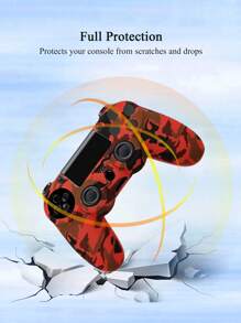 1pc PlayStation4 Controller Silicon Protective Case, Water Transfer Printing Crafted, Anti-Drop, Anti-Slip, Anti-Scratch, Anti-Sweat, Enhance Gameplay Feel