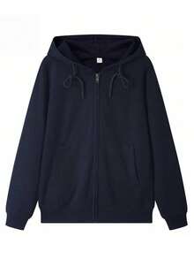 Baisica E Comfortable Men's Sweatshirt With Zipper - Navy Blue - View 2