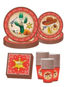 10pcs Cowboy Western Paper Tray, Cool Cowboy Dinner Paper Tray, Suitable For Western Cowboy Theme Party, Birthday Party, - Multicolor - View 8
