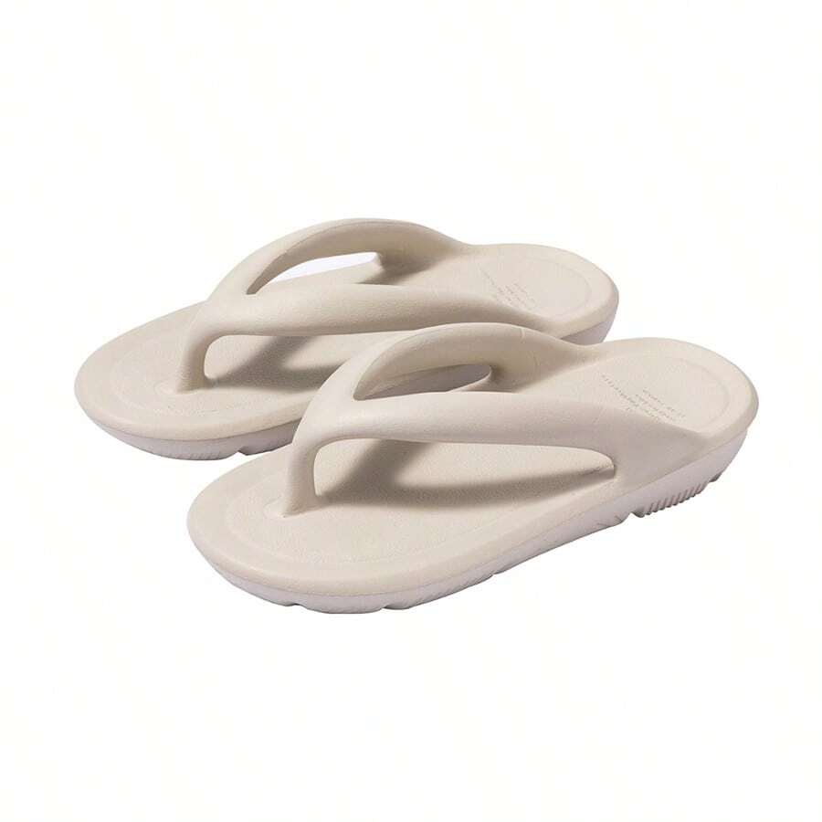 Miniso Stylish And Comfortable Women's Flip-Flops, Simple White Design, Lightweight And Breathable, Suitable For Beach, Vacation, Or Casual Daily Wear, Provides All-Day Comfort (1 PC) - White - View 1