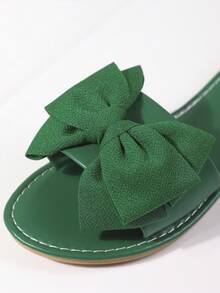 Dép đi trong nhà mùa hè thời trang 2024 dành cho nữ, nơ, đế mềm thoải mái, cỡ lớn, thích hợp đi biển - màu xanh lá - Xem 9