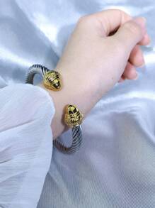1pc 7mm Stainless Steel Open Bangle Bracelet, Elegant And Fashion Classic Design, Gift For Mom, Lover, Friend