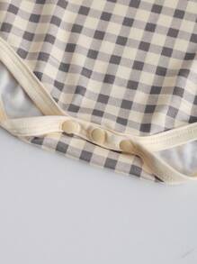 MommBaby Conjunto de 4 piezas de ropa para bebé niña - Mono estampado a cuadros, floral diminuto, estampado de dibujos animados y conjunto de camisola, ropa informal para recién nacidos y bebés