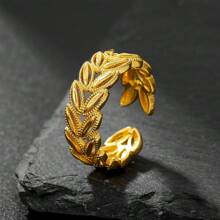 1pc Fashionable Minimalist Adjustable Open Ring For Women, Hollow Wheat Design