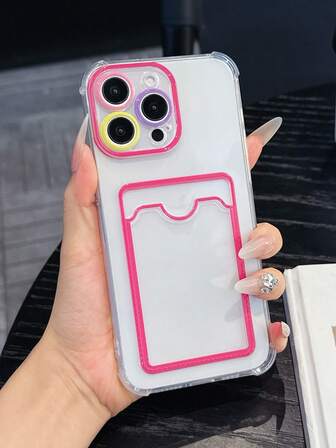 1 件创意外骨骼轮廓卡夹手机壳，防震透明兼容 Apple 16 Pro Max/14/15/13/11 配件防水防摔防刮