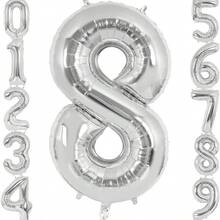 1 pieza Globo con número plateado de 30 pulgadas, decoración para fiesta de cumpleaños, suministros para celebración de aniversario