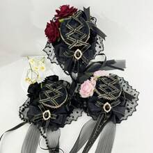 1 szt. Lolita Gothic Style All-Match Elegancki płaski kapelusz Mała spinka do włosów Akcesoria do włosów Halloween