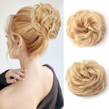 Synthetic Messy Bun Hair Pieces, Curly Wavy Bun Hair Band, Suitable For Women's High Bun Ponytail Hair Pieces