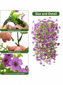 3 pièces - Fleurs artificielles d'extérieur pour décoration suspendue, décoration printanière, plantes réalistes, fleurs en soie durables résistantes à la décoloration pour porche, patio, balcon, pots de fleurs, cour, devant de porte. Fausses marguerites, œillets en soie, décorations d'intérieur extérieures résistantes aux UV non décolorées (pourpre), décoration d'automne