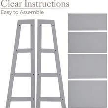 Grey Ladder Shelf Bathroom Storage Unit 4 Tier Wooden Shelving Display Stand Bathroom Decor Summer - 1 - View 6
