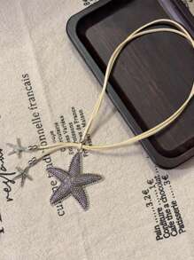 New Starfish Symbol Beach Necklace For Women, Minimalist Retro Boho Style Necklace