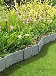 20/10pcs Plastic Garden Edging Border, Imitation Stone Fence Panels, Outdoor Patio Barrier