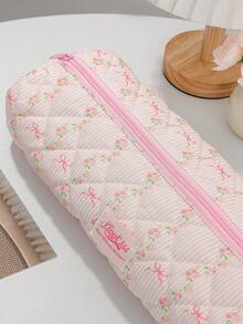 1 件粉色蝴蝶结和花朵图案吹风机收纳袋卷发器收纳袋旅行便携式吹风机收纳袋旅行便携式多功能化妆包化妆品收纳旅行洗漱包手提包防尘大容量电卷发棒直板夹保护套吹风机收纳 - 粉色 - 查看 3