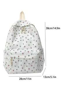 Cute & Sweet Cartoon Star Pattern Backpack, Large Capacity, Lightweight, Multifunctional, Casual Daypack, With Zipper Closure - White - View 5