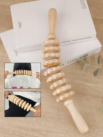 RANCAI Curved Full Body Massage Tool Wooden Muscle Relaxation Massager, Coffee Color