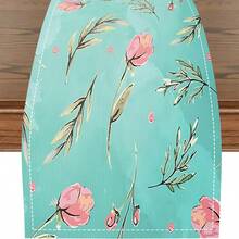 1pc/5pcs/7pcs Floral Art Print Polyester Table Runner With 6pcs Placemats - Polyester, Rectangle, Holiday Table Decor Cloth Runners, Home Decoration, Kitchen Dining Table Decor, Room Decor, Table Runners