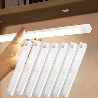 1/7 pezzi Barra luminosa a LED con sensore di movimento senza fili, Luce a sensore di movimento sotto il mobile, (10/20/30/50cm) per illuminazione in cucina, camera da letto, armadietto, armadio, scale, corridoio
