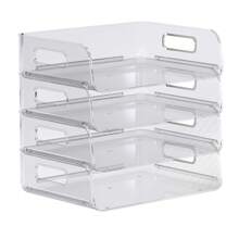 Paper Organizer For Desk, Stackable Letter Tray Set, Clear Plastic Office Organization And Accessories Storage, Desktop File Mail Document Organizers, Inbox Tray For Desk, Ideal For Organizing Magazines, Books & Papers