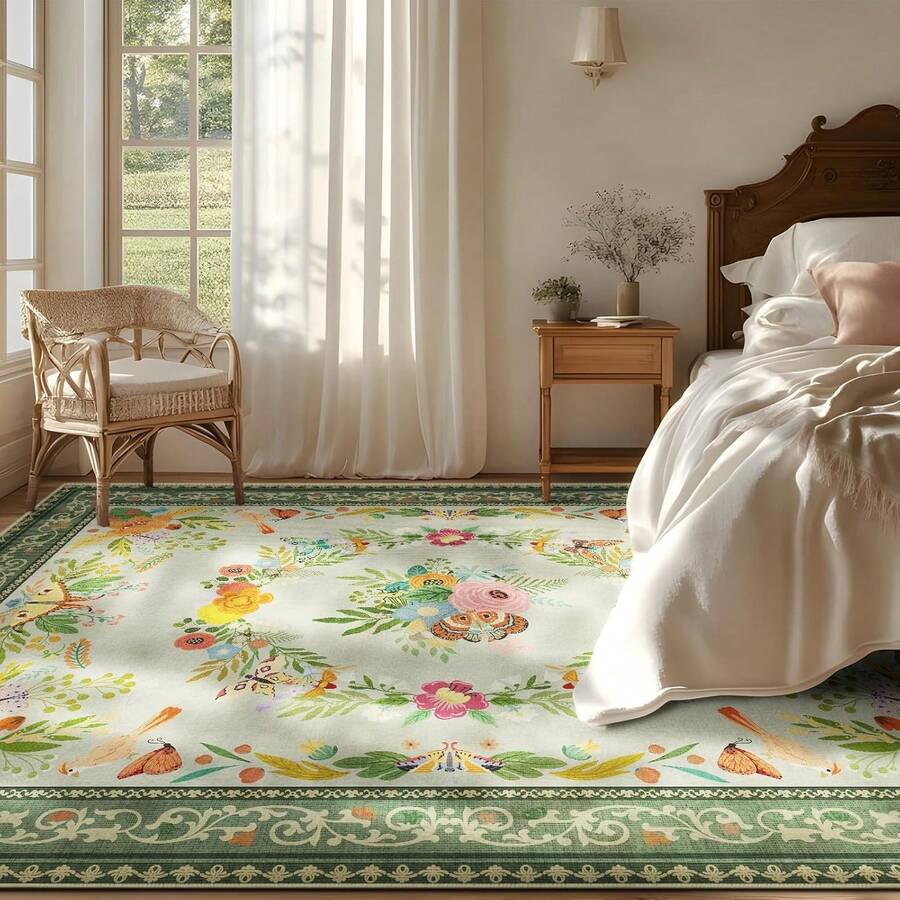 Luxurious, Machine-Washable, Non-Slip And Soft Velveteen Rug, Suitable For Entrance, Bedroom, Study, Kitchen, Hallway, Living Room, Cloakroom, And Commercial Office. It Is Simple And Elegant. The Short Pile Rug Comes With A Non-Slip Rubber Backing, Is Soft In Texture, And Easy To Clean And Maintain. - 淺綠色 - 查看 1