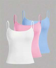 Women Tank Tops & Camis - Blue and White - View 1