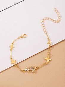1pc Fashionable Minimalist Delicate Butterfly Gold Women Bracelet, Suitable For Daily Wear