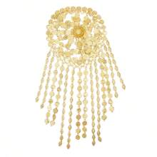 1 pièce Nouveau accessoire de danse de coiffe de pièce de monnaie du Moyen-Orient arabe, serre-tête à long franges exagéré pour femmes, couleur or