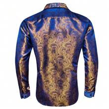 Men's Stylish Luxury Long-Sleeve Shirt With Paisley Pattern And Jacquard Texture For Everyday Parties And Weddings - Gold - View 4