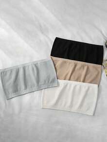 4件套女士防滑无肩带无缝吊带胸罩衬衫抹胸上衣弹力透气内衣带假领，适合圣诞装饰连衣裙 - 黑與白 - 查看 7