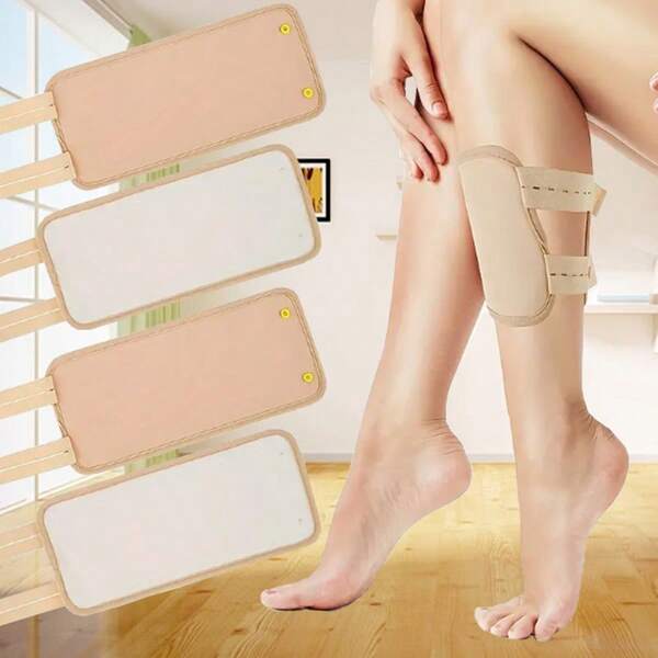 4pcs Adjustable Elastic Supportive Braces For Legs, Knees, Ankles, Elbows And Wrists - Soft, Reusable, Breathable Polyester, Oil-Free, Khaki Color