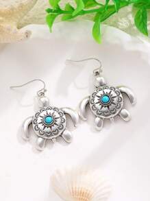 1 par de pendientes con diseño de tortuga para mujer, joyería de moda delicada y linda, regalo de cumpleaños u ocasiones festivas adecuado para uso diario y reuniones