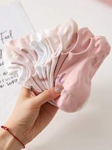 5pairs Women's Peach & Strawberry Print Ankle Invisible Socks Suitable For Daily Wear, Shipped Randomly - View 4