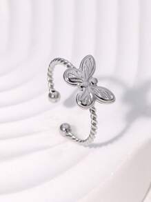 1pc Fashionable Unique Personalized Cute Versatile Stainless Steel Butterfly Ring, Suitable For Women Daily, Parties, Dates