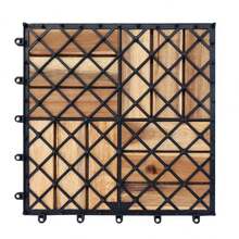 Piso Para Exterior, Baldosas de Madera para Jardin 10 piezas de 30x30 cm Caja con 10 piezas. Deck de Madera Fácil Instalación, Sin Necesidad de Herramientas (Parquet Gold) - Piso Parquet Gold - Ver 6