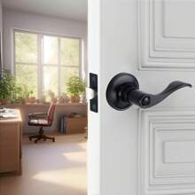 1 paquete de pomos de puerta interior color negro mate, manijas de puerta con estilo de onda, cerraduras de privacidad para baños y habitaciones, pomos de puerta de dormitorio y baño de uso pesado sin llave.