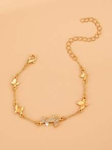 1pc Fashionable Minimalist Delicate Butterfly Gold Women Bracelet, Suitable For Daily Wear