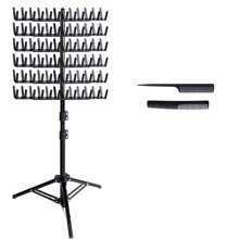 Porte-extension de cheveux en métal réglable en hauteur pour tressage. Support de tressage avec outils de tressage. Support séparateur de cheveux tressés pour salon de coiffure, maison, voyage (noir). Déguisement d'Halloween, costume de fête, robe de fête, accessoire de jeu de rôle, serre-tête pour le tour des bonbons.