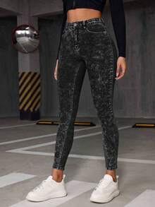 Jeans Deslavados Mezclilla para Mujer, pantalones pitillo mujer, vaqueros negros básicos cómodos,Mezclilla Deslavada para un Estilo Único - Negro y gris - Ver 2