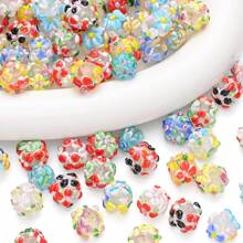 3pcs Floral Glass Beads - With 3D Flower Surface, DIY Jewelry Making Accessories, Suitable For Bracelets, Necklaces, Earrings, Keychains, Phone Straps, And Craft Projects