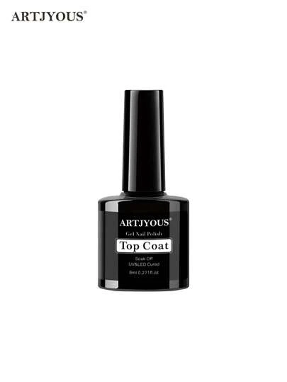 8毫升免擦洗亮面封层，高光泽，持久亮泽，适用于透明凝胶指甲油和亚克力指甲，适合家庭DIY和美甲沙龙使用。