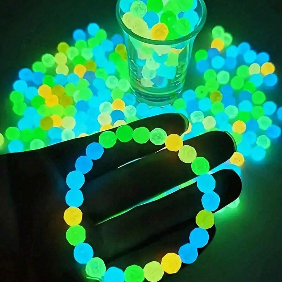 6/8mm 100/50pcs Luminous Multicolor Loose Beads, Used For DIY Bracelets, Necklaces, Pendants, Christmas Ornaments, Jewelry Making, Small Business Supplies And Other Handicrafts, Artworks, Crafts And Sewing Supplies,Valentine's Day Beads