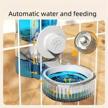 1 Set Hanging Pet Water Dispenser With Anti-Humidity Mouth Bowl, Large Capacity Cat/Dog Water And Food Feeder, Can Be Hung On Cage - Grey - View 7