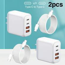 USB C 充电器块 4 端口壁式充电器 C 型充电器快速充电块立方体。多端口 PD 电源适配器壁式插头适用于 L 手机 16 15 14 Pro Max，适用于办公室、宿舍和家庭多端口 - 美規A型插(110-127V) - 查看 4