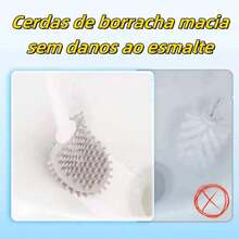 Escova De Silicone Vaso Sanitário Base Para Banheiro Privada - Branco - Visão 4