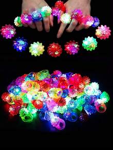20/10pcs Glow Rings LED Light Up Glow Rings Party Favors Toys Flashing LED Lights Glow In The Dark Wedding Halloween Christmas Concert Club Party Supplies (Note: Randomly Mixed) Fall Autumn - Multicolor - View 6