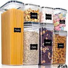 THELIFE Set Di 15 Contenitori Per Alimenti Ermetici Per Organizzare Cucina E Dispensa, Senza Bpa, Barattoli In Plastica Con Coperchio, Perfetti Per Cereali, Farina E Zucchero - Etichette Bonus, Marcature - Lavabile In Lavastoviglie